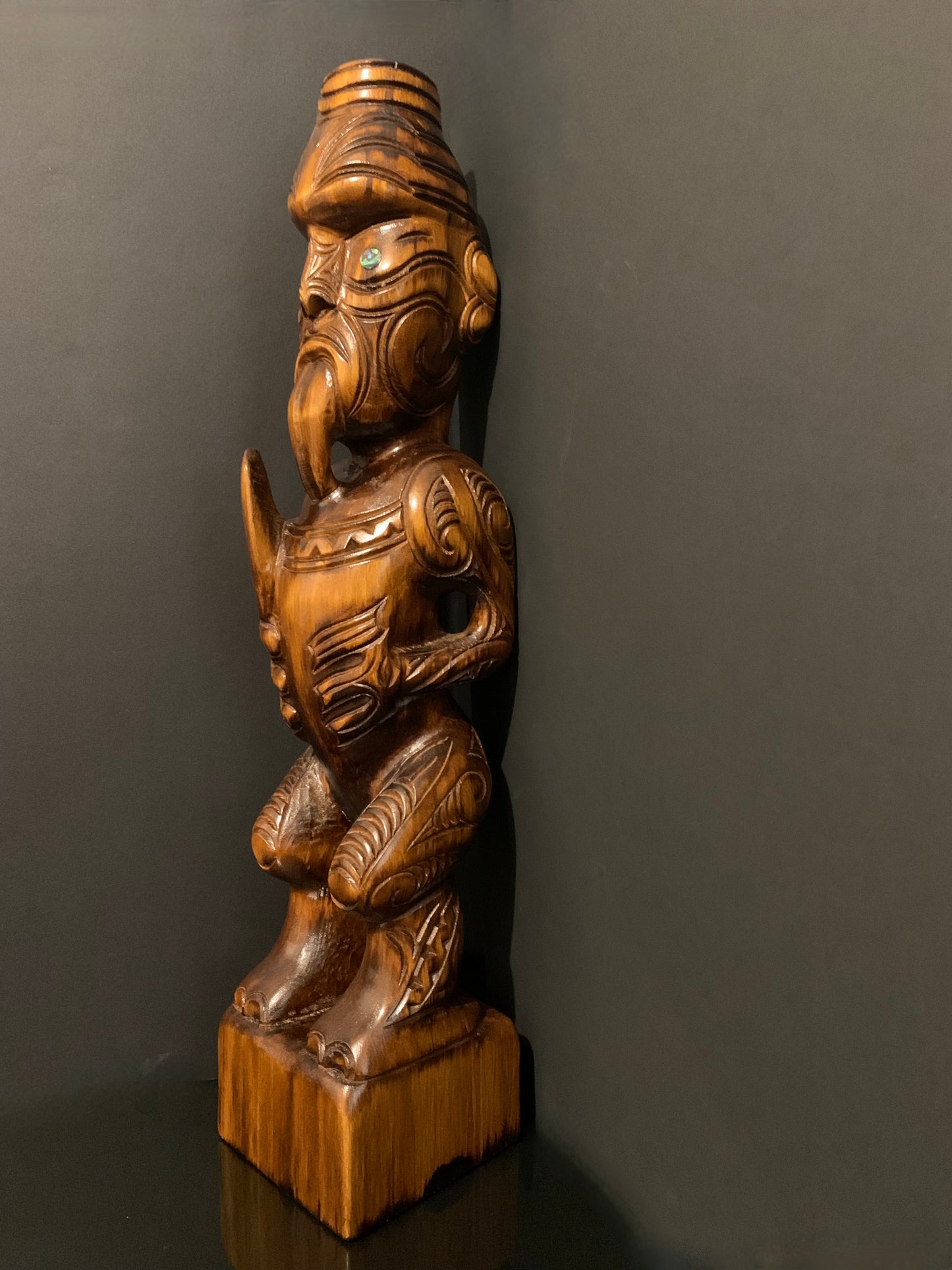Carved Teko Teko on stand - 62cm by Wood Masters
