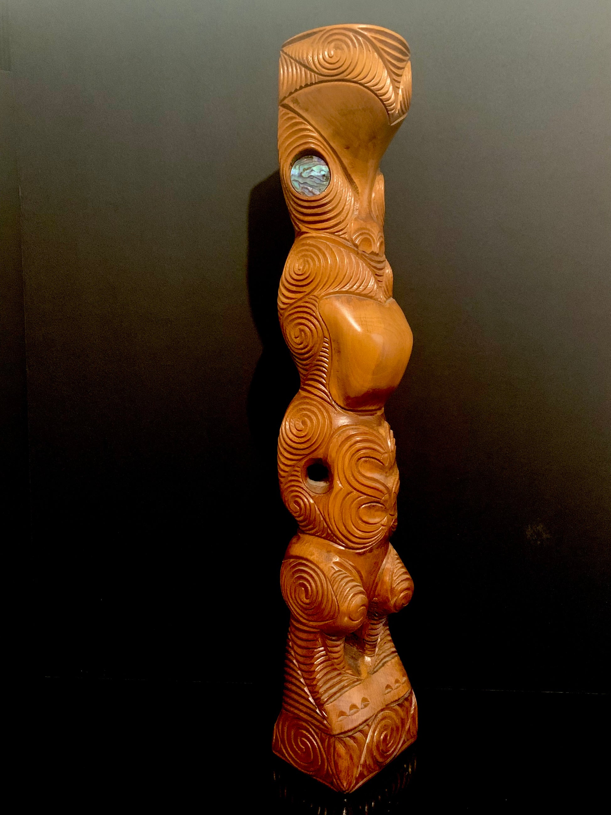Maori teko teko statue carved in New Zealand and available from Silver Fern Gallery