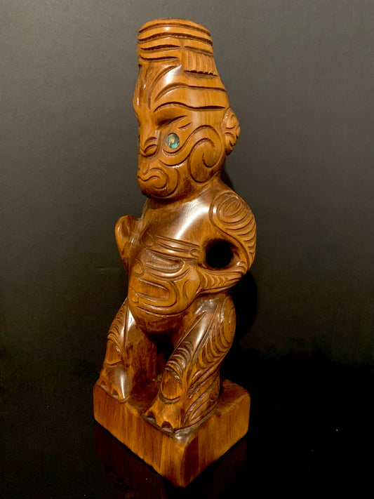 Maori teko teko with patu carved in New Zealand by Wood Masters available from Silver Fern Gallery