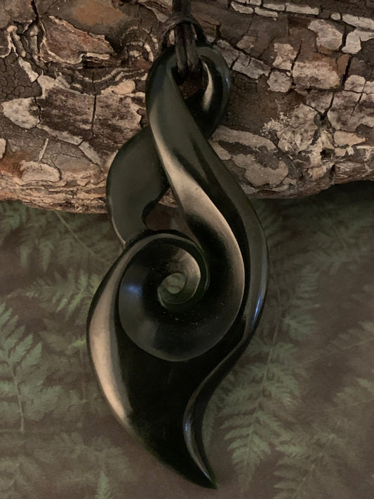 NZ Jade Twist Pendant  with koru detail Silver Fern Gallery