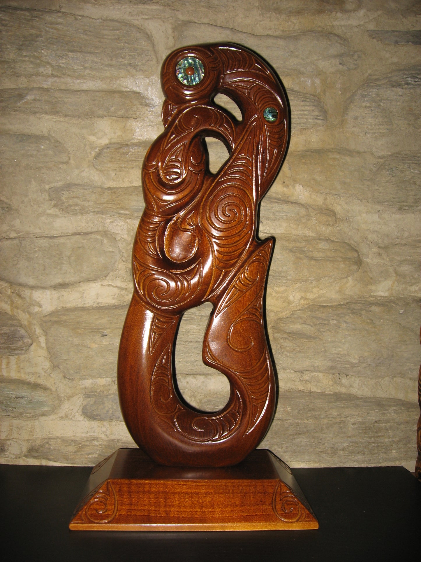 Carved Matau on stand - 55cm by Wood Masters