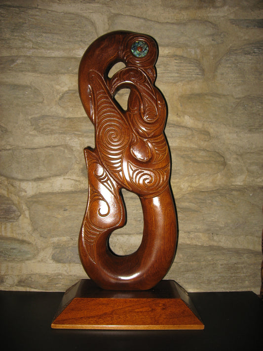 Carved Matau on stand - 55cm by Wood Masters