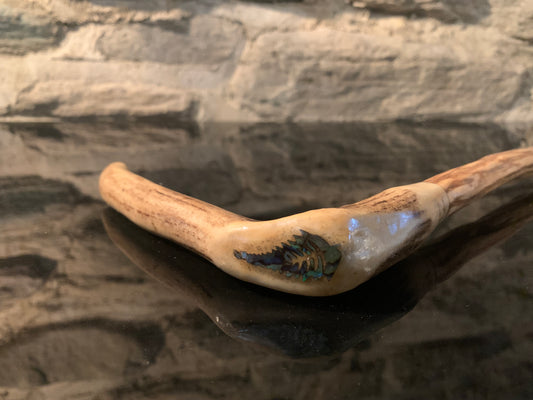 Hand Made Lancewood Walking Stick - Deer Antler and Paua Fern - by John Guise
