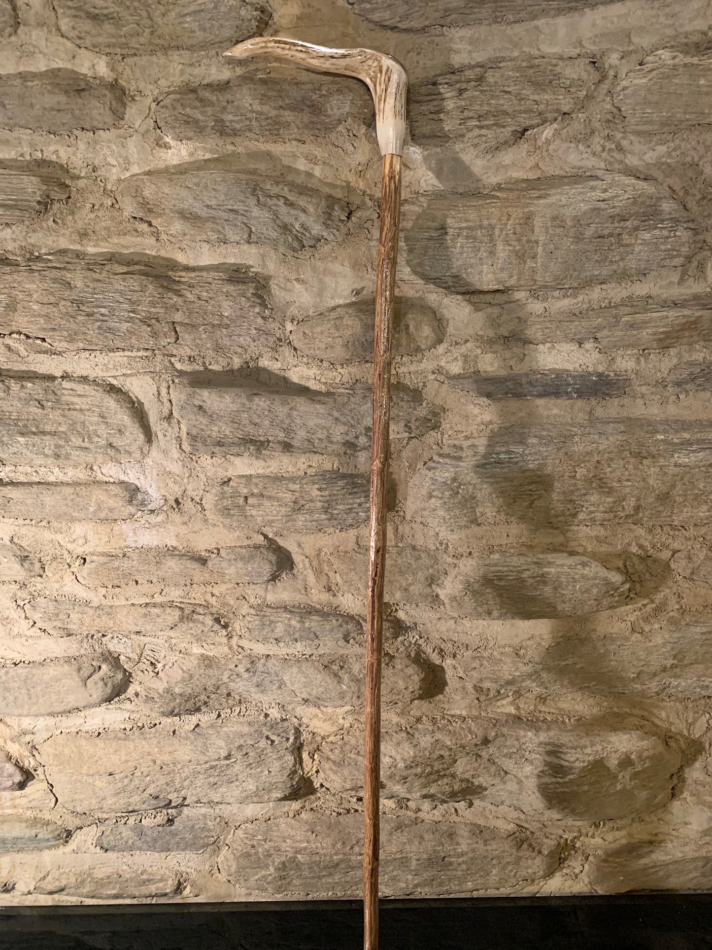 Hand Crafted Lancewood Walking Stick - Deer Antler and Paua - by John Guise
