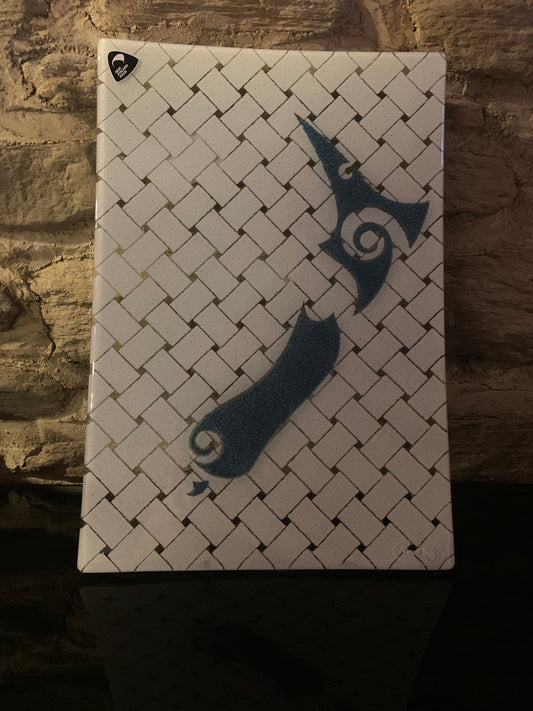 Fused Glass Platter by Maori Boy - Aotearoa Kete Design (white and teal)