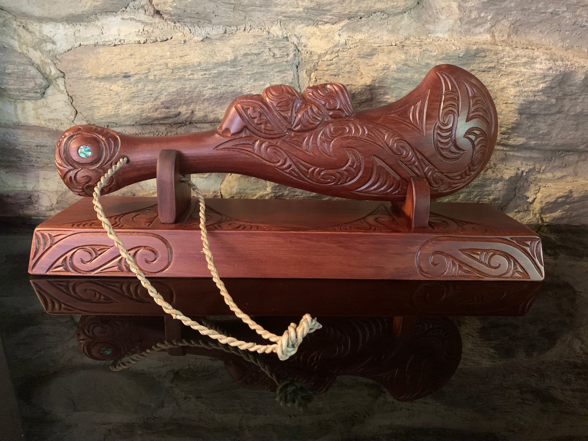 NZ Maori carved Wahaika on a stand 