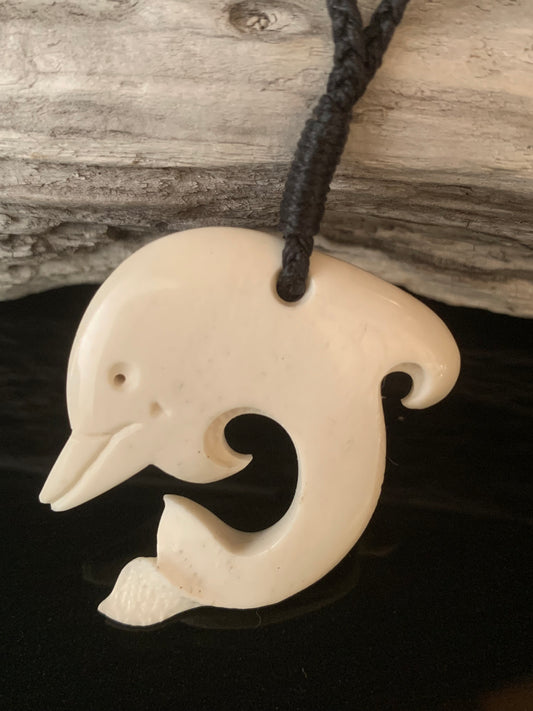 Bone Dolphin Pendant - by Peter Mitchell