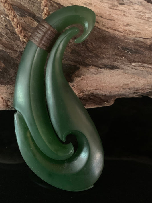 Pounamu Hei Matau 60mm by Deane Moreton