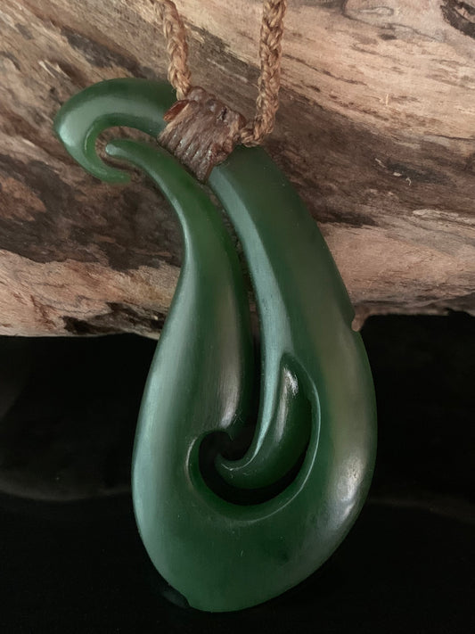 Pounamu Hei Matau 60mm by Deane Moreton