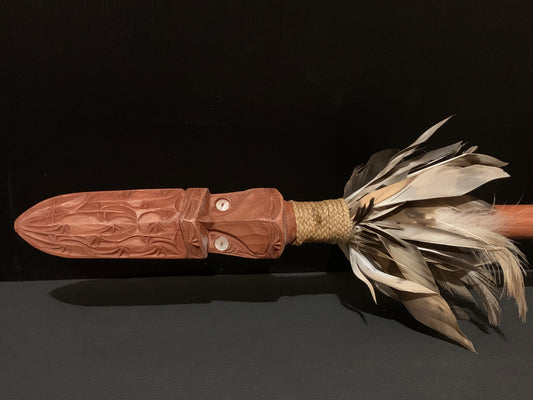 Carved Taiaha with stand by Alex Sands