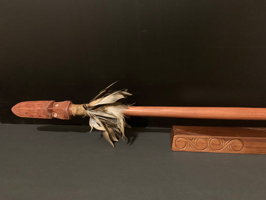 Carved Taiaha with stand by Alex Sands