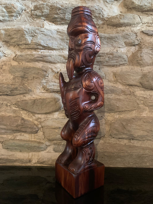 Carved Teko Teko on stand - 62cm by Wood Masters