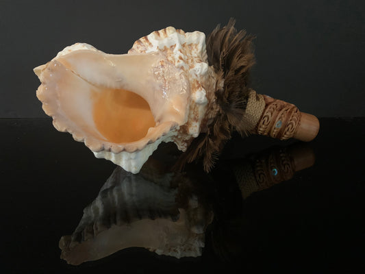 Carved Putatara (Conch Shell Trumpet) by Alex Sands