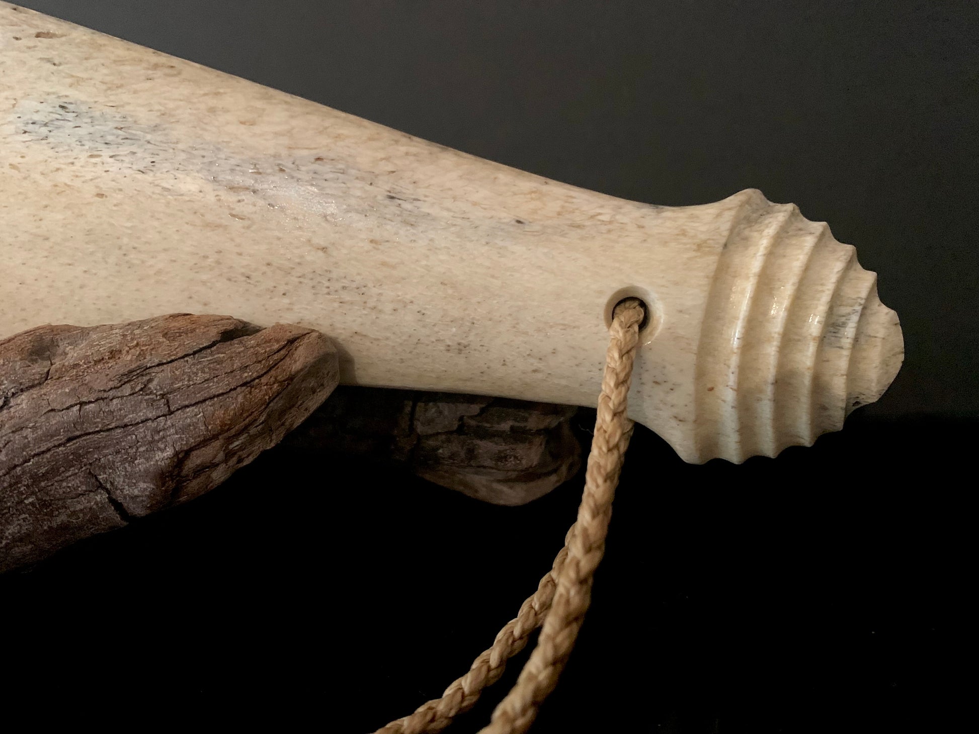 close up photo of handle detail of maori patu 
