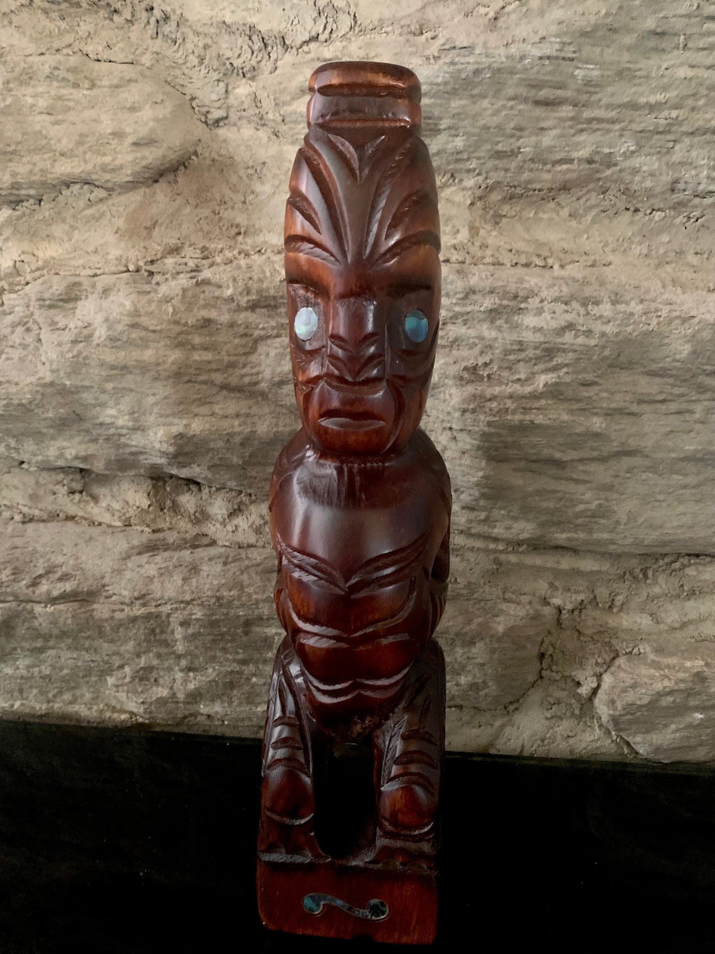 Hand Carved Tekoteko 28cm (with paua shell detail) by Wood Masters