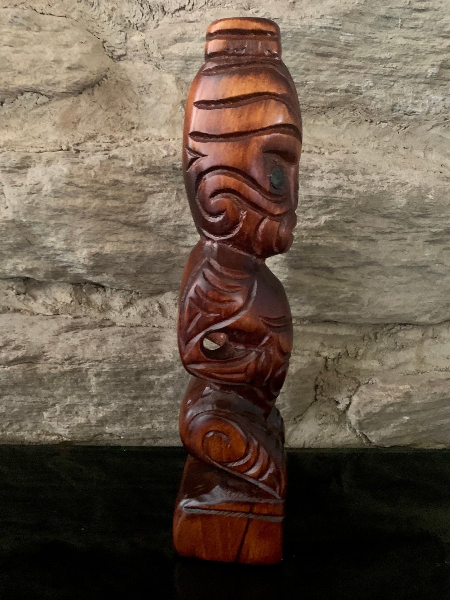 Hand Carved Tekoteko 28cm (with paua shell detail) by Wood Masters