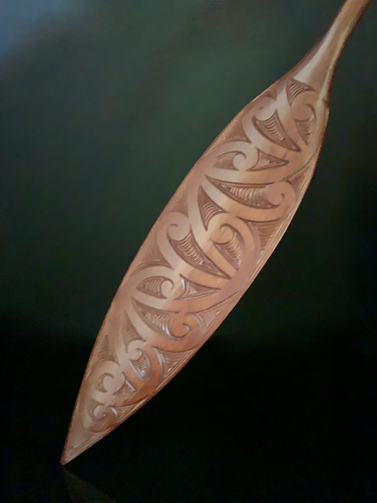 Carved Waka Hoe (Canoe Paddle) by Wood Masters