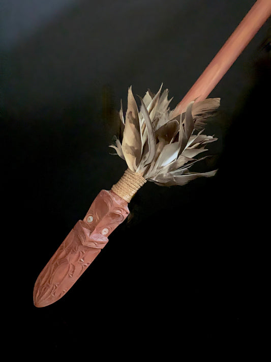 Carved Taiaha with stand by Alex Sands