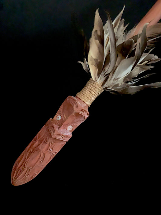 Carved Taiaha with stand by Alex Sands