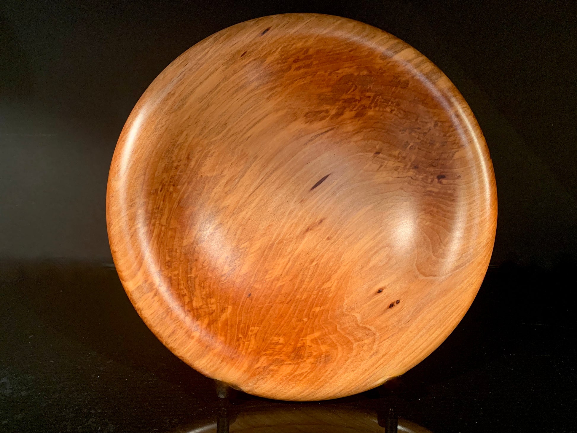 NZ Totara wood bowl on a black background