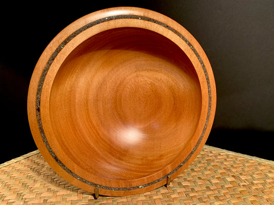 Wooden Bowl by Mark Russell - Kauri with Paua Shell Inlay No420