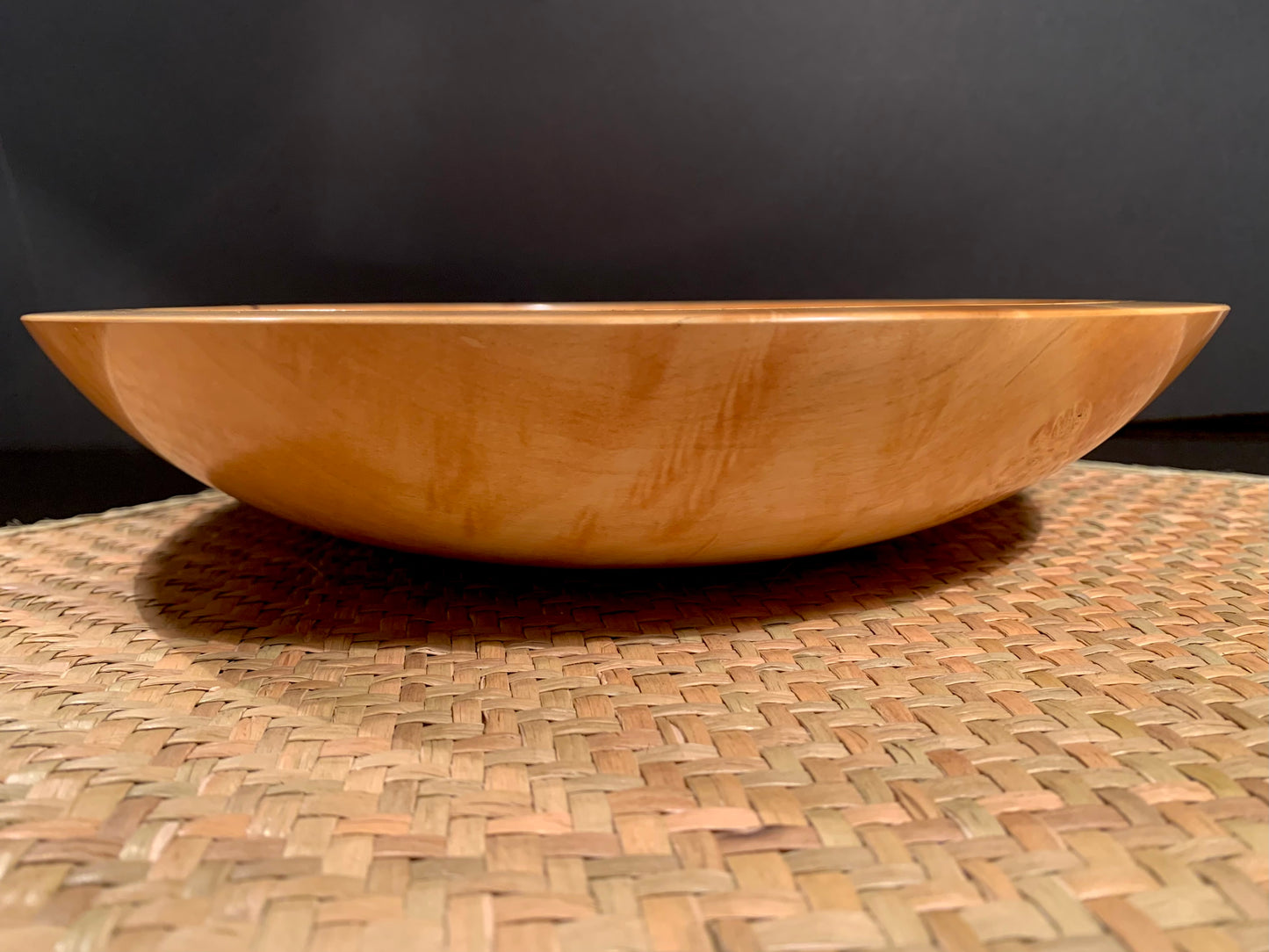 Side view of wooden bowl 