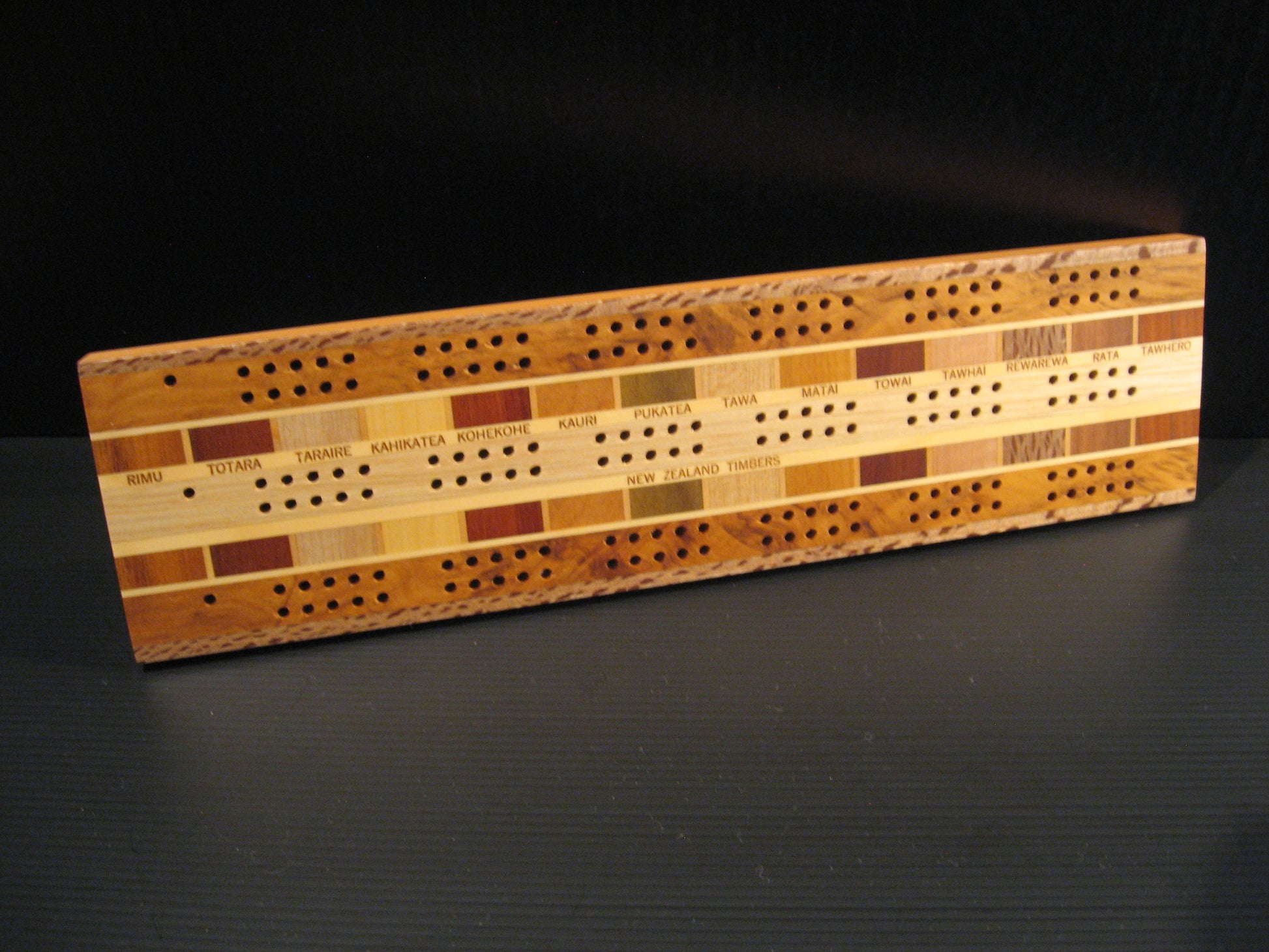 Wooden Cribbage Board for Three Players by Timber Arts Silver Fern Gallery