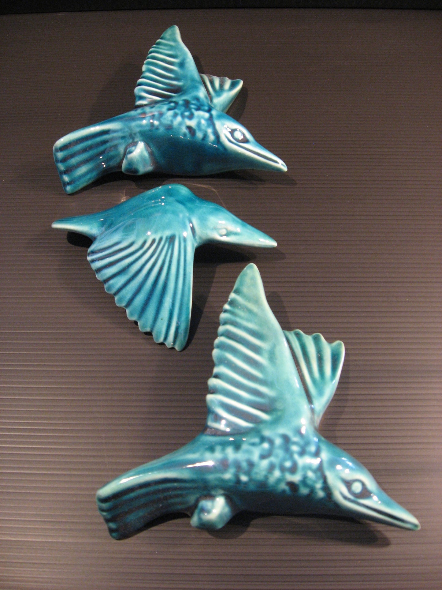 Ceramic Kotare (Kingfishers) Set of 3 Bob Steiner Silver Fern Gallery