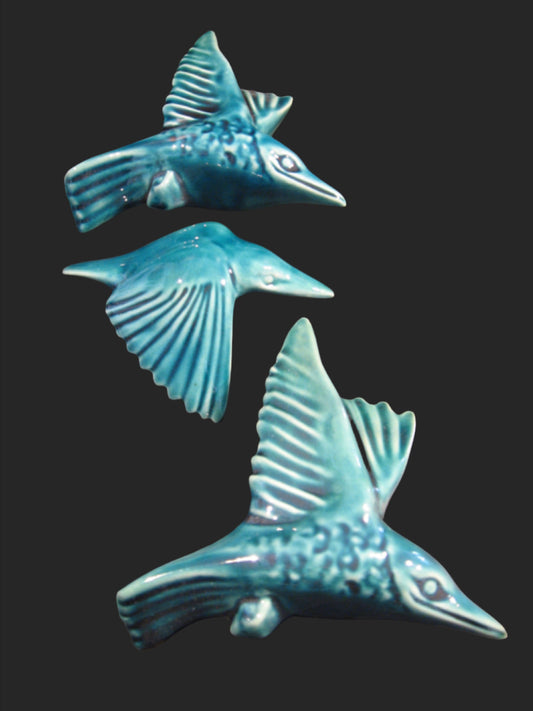 Ceramic Kotare (Kingfishers) Set of 3 Bob Steiner Silver Fern Gallery