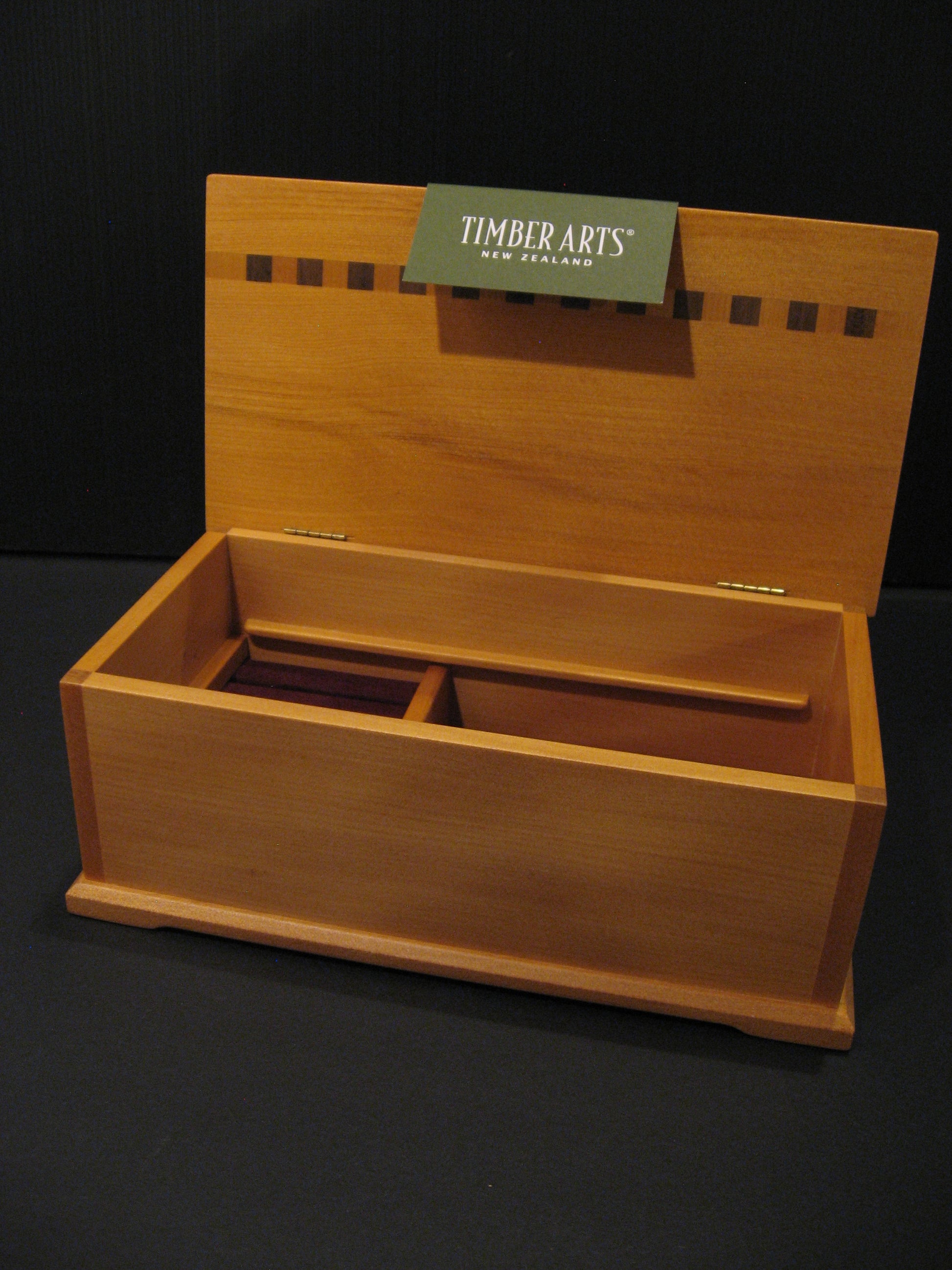 Showing bottom of Deluxe Kauri Wooden Jewellery Box by Timber Arts NZ Silver Fern Gallery