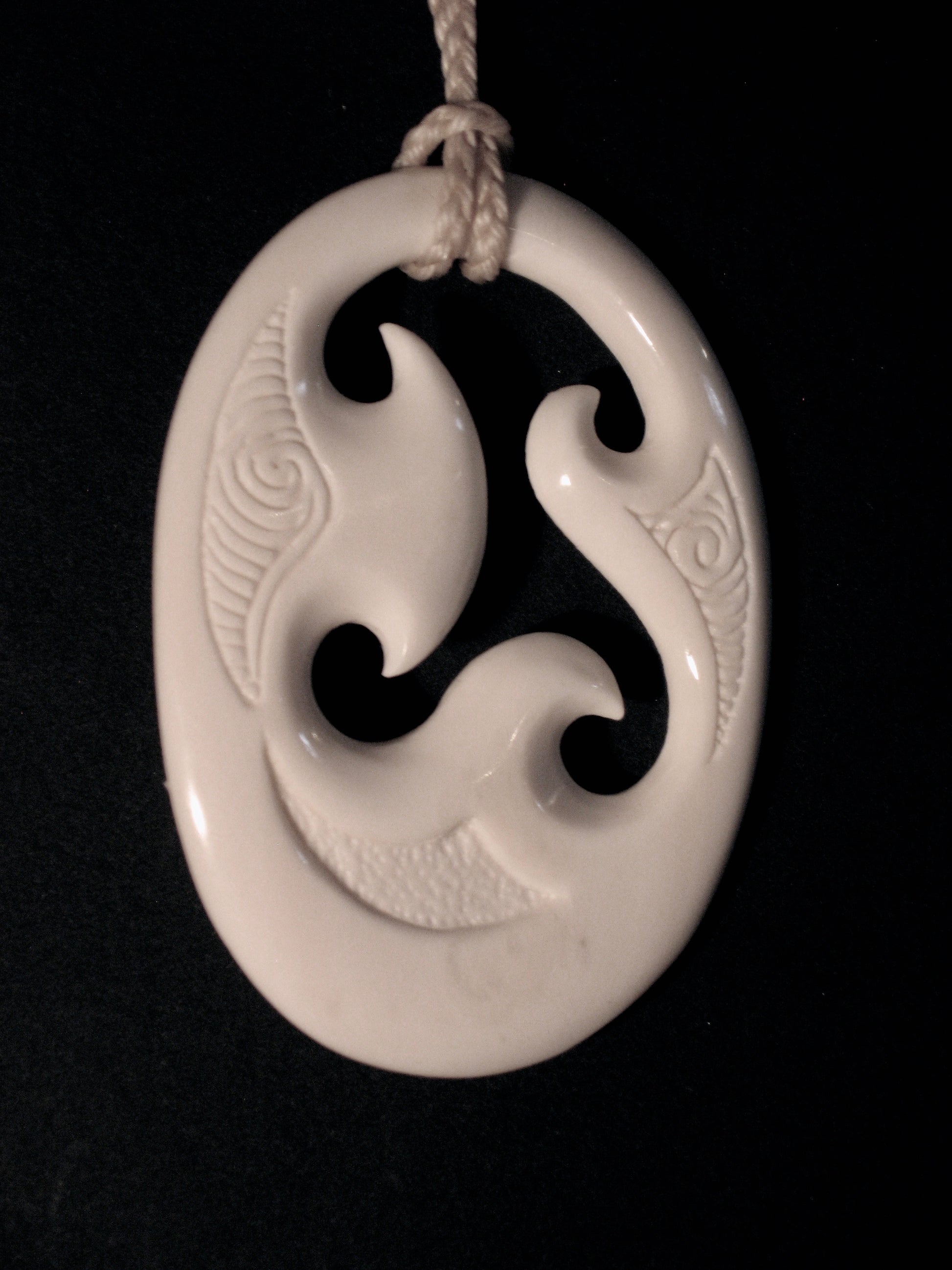 New Zealand Maori Bone Pendant No113 by Norman Clark Silver Fern Gallery 