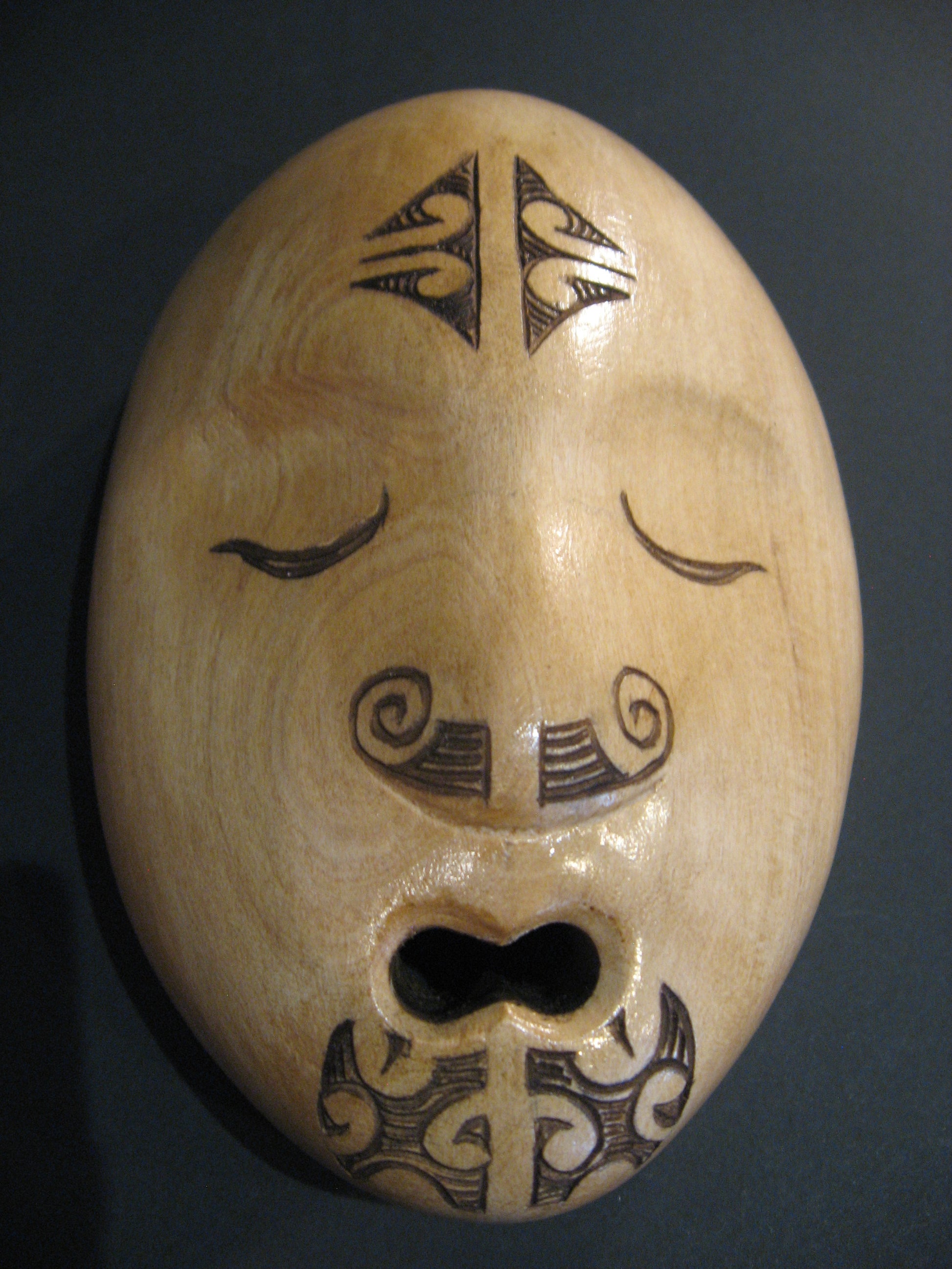 Hand Carved Maori Parata Mask by Thomas Hansen Silver Fern Gallery