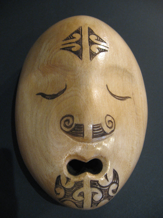 Hand Carved Maori Parata Mask by Thomas Hansen Silver Fern Gallery