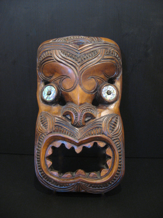 New Zealand Maori Mask Carving by Gary Holder Silver Fern Gallery