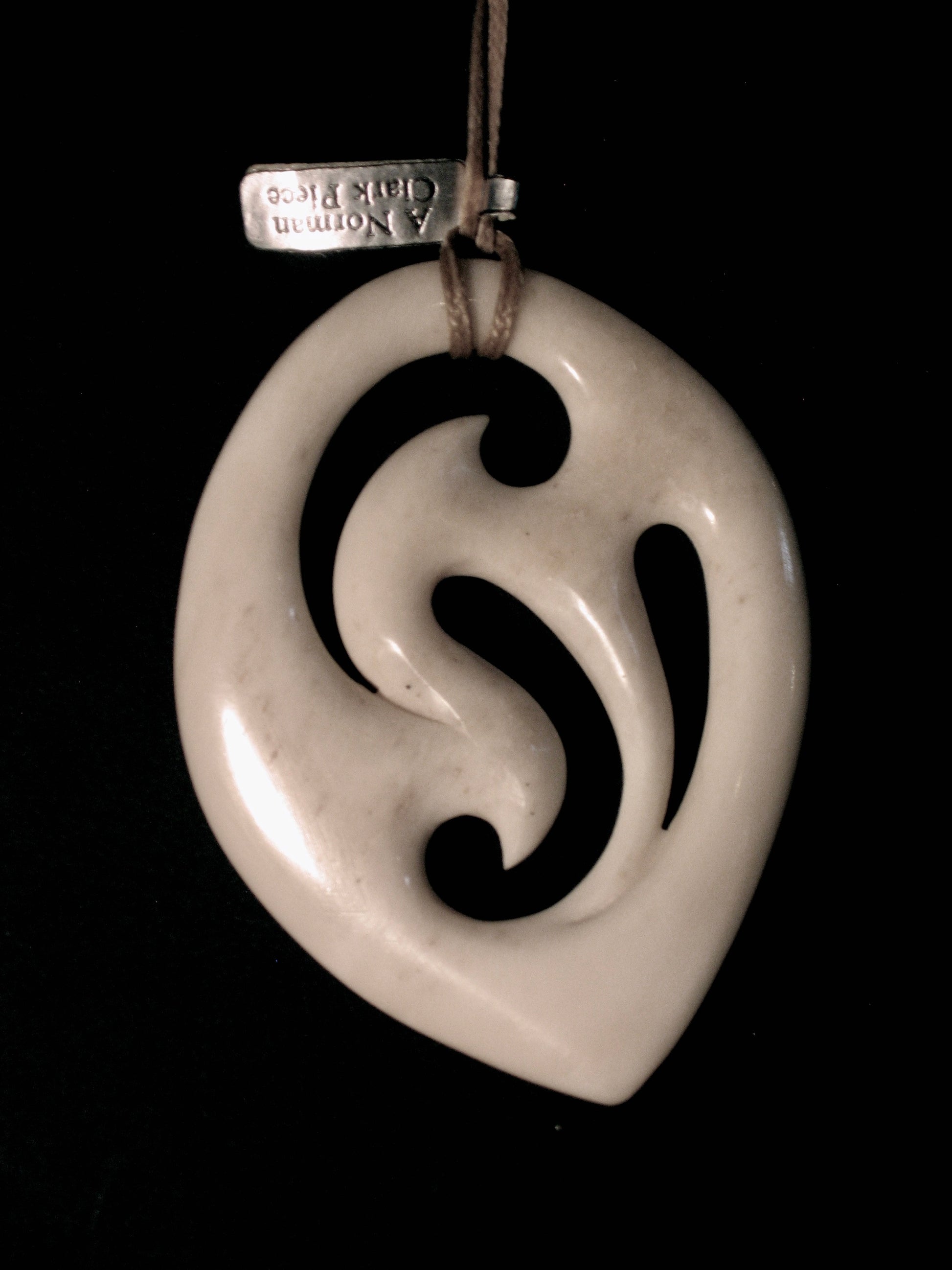 New Zealand Maori Bone Pendant No105 by Norman Clark Silver Fern Gallery 