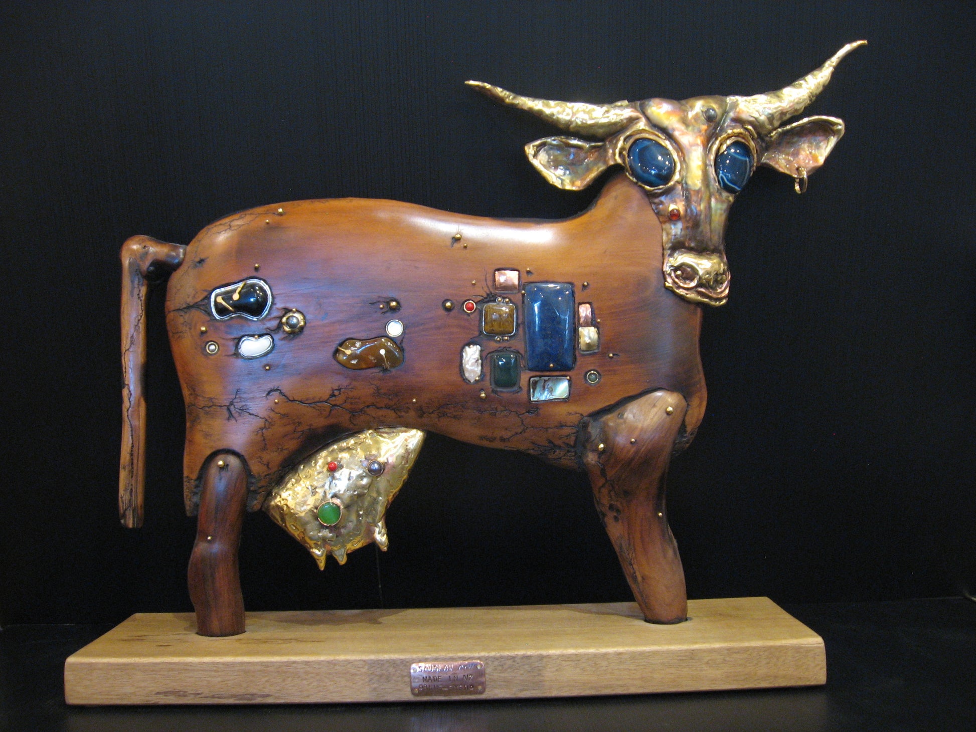 Cow Sculpture Art of Metal and Wood by Serge Souslov Silver Fern Gallery