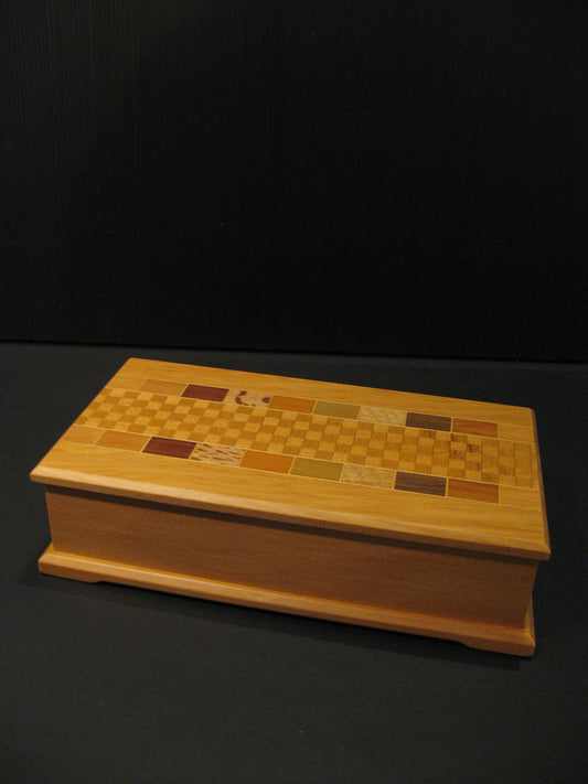 Kauri Wood Jewellery Box Inlaid with Native Timbers by Timber Arts Silver Fern Gallery