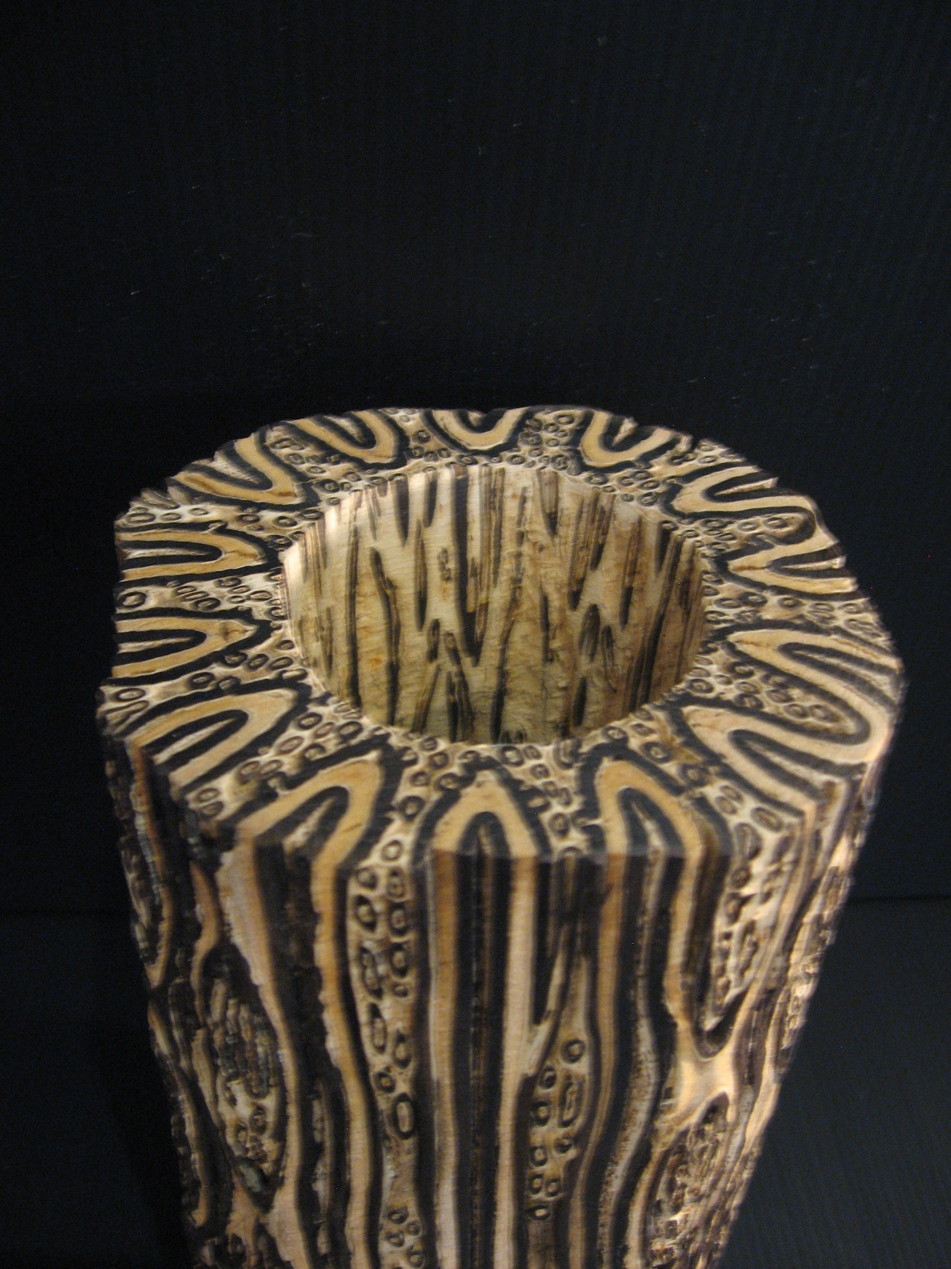 Detail of Ponga Wooden Vase New Zealand Native Wood by Fernwood Silver Fern Gallery