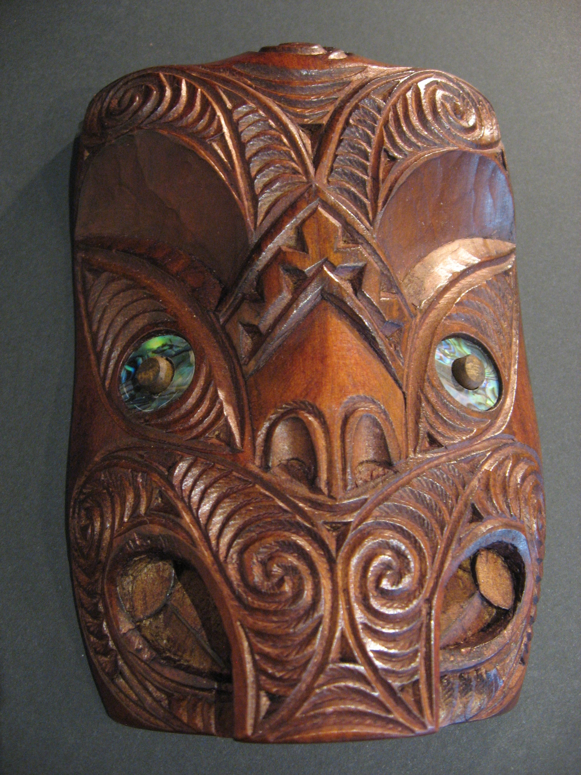 Hand Carved Maori Wheku Mask by Thomas Hansen Silver Fern Gallery