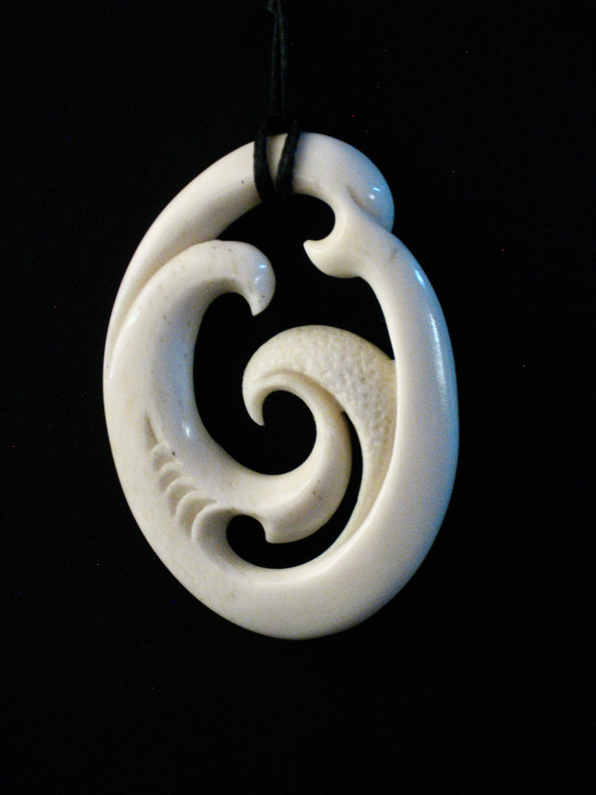 New Zealand Maori Bone Pendant No1 by Norman Clark Silver Fern Gallery 