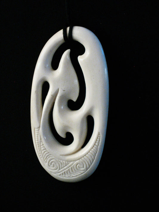 New Zealand Maori Bone Pendant No11 by Norman Clark Silver Fern Gallery 