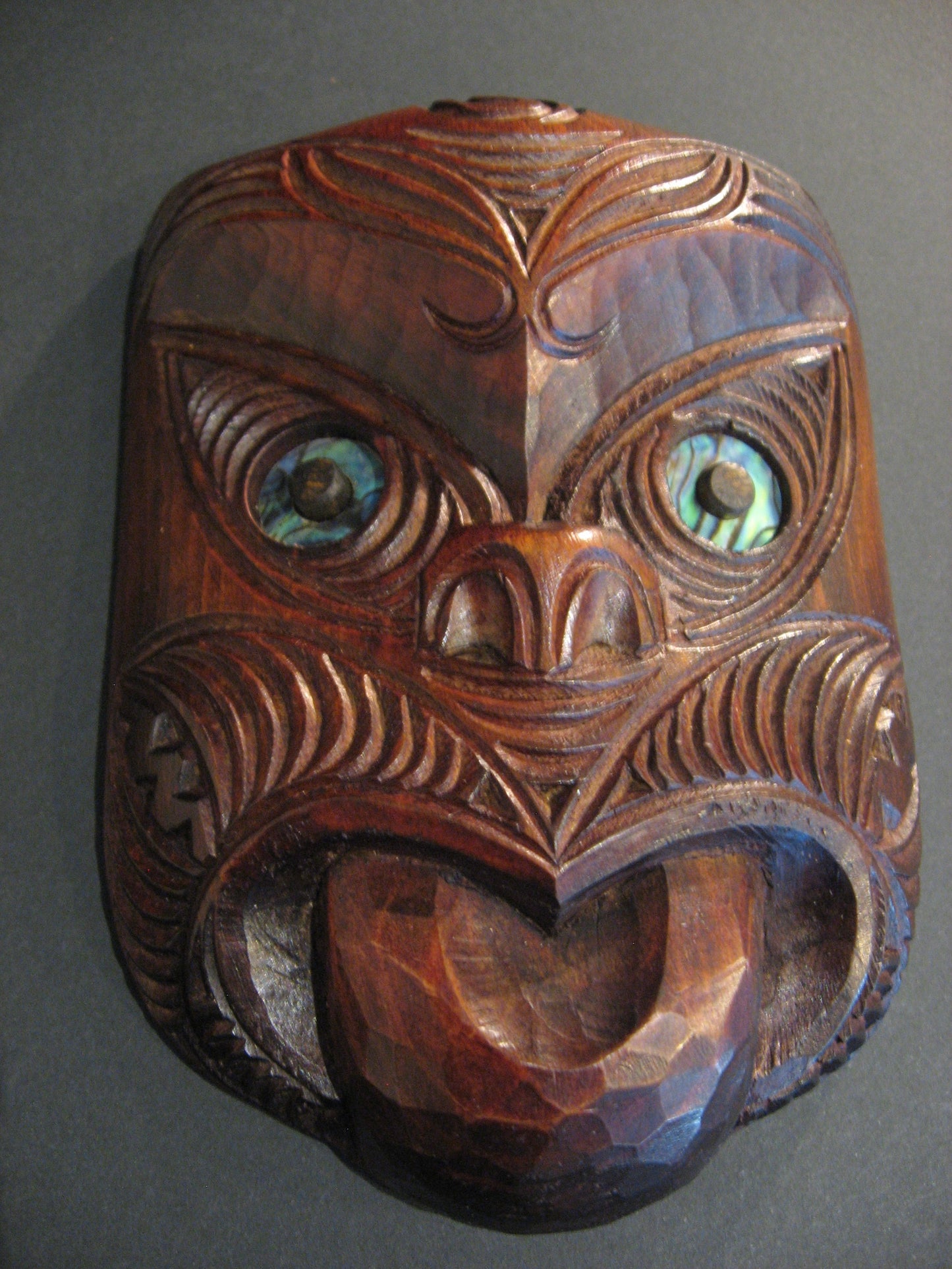 Hand Carved Maori Wheku Mask by Thomas Hansen Silver Fern Gallery