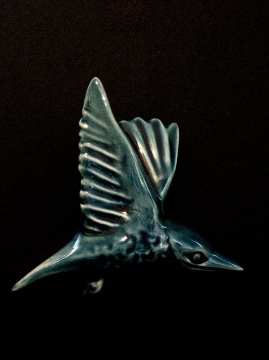 Ceramic Kotare (Kingfisher wings up) by Bob Steiner Silver Fern Gallery