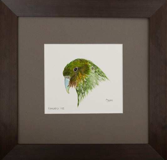 Watercolour Painting by Avril Jean New Zealand Kakapo Bird Silver Fern Gallery
