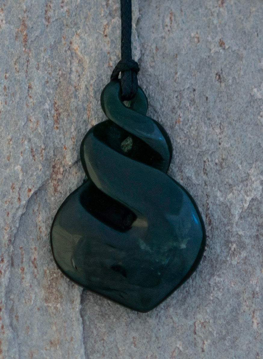 NZ Jade Double Twist Pendant Silver Fern Gallery