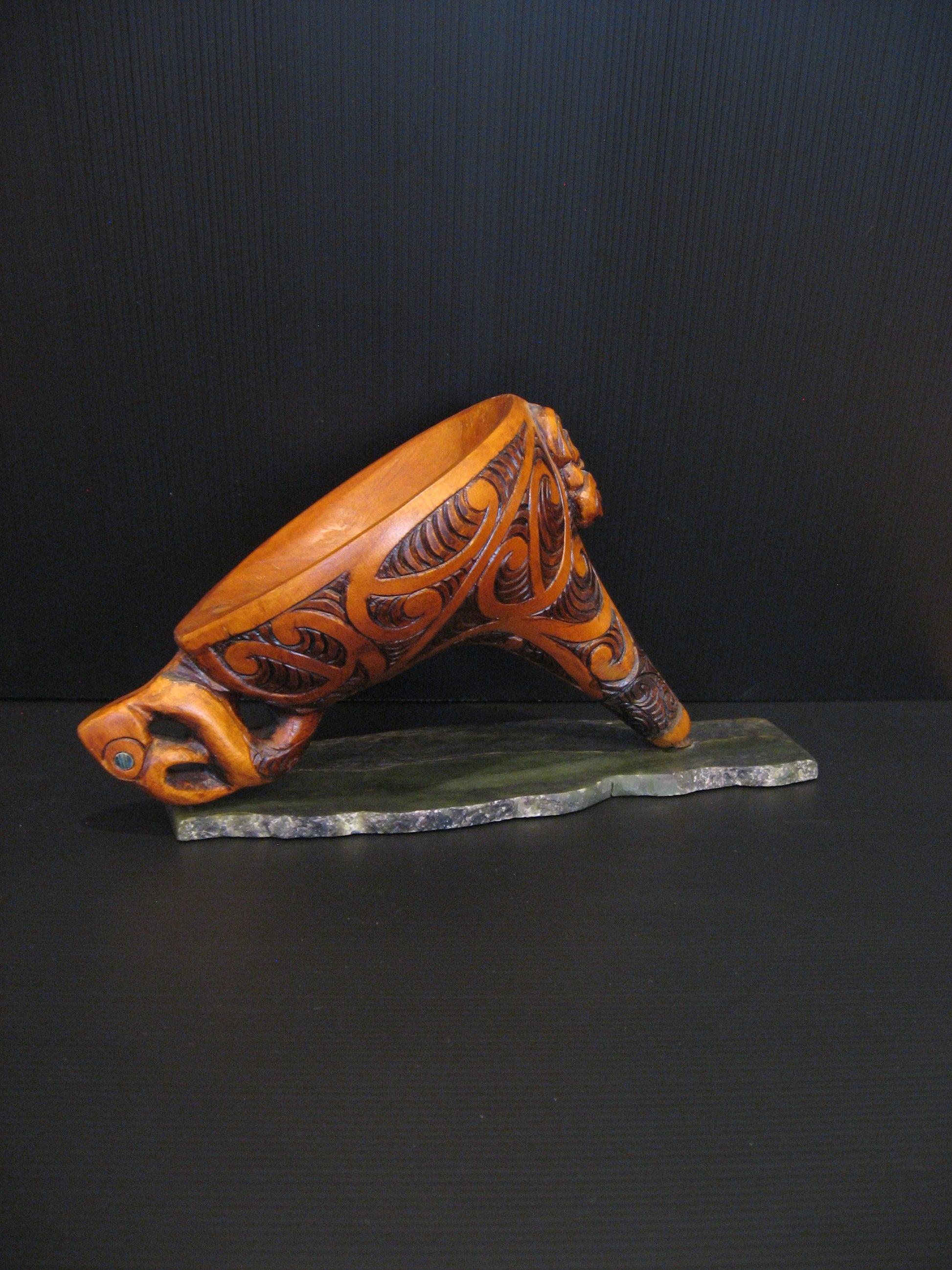 New Zealand Maori Taonga Korere Feeding Funnel Wood Carving by Gary Holder Silver Fern Gallery