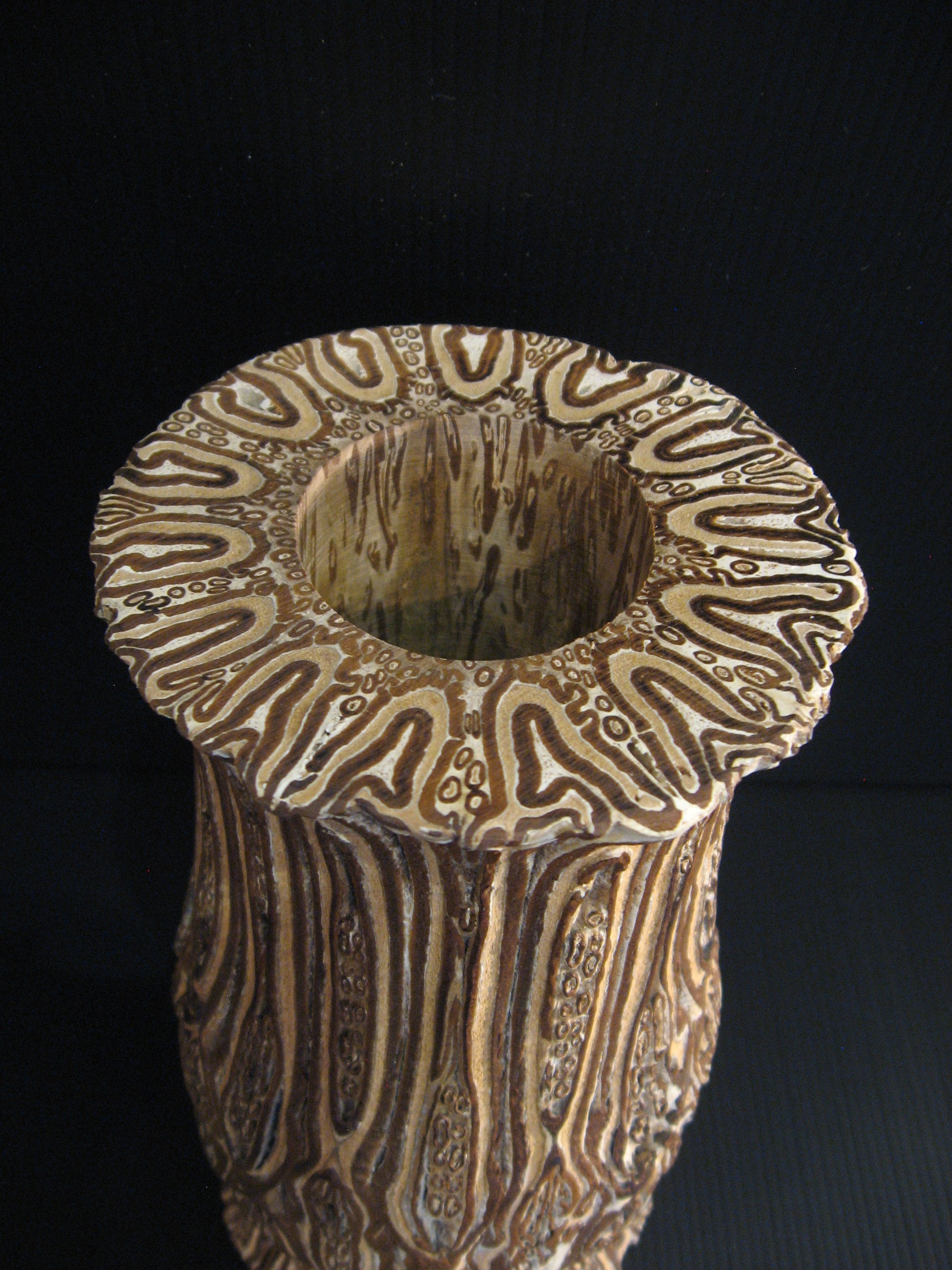 Detail of Ponga Wooden Vase New Zealand Native Wood by Fernwood Silver Fern Gallery