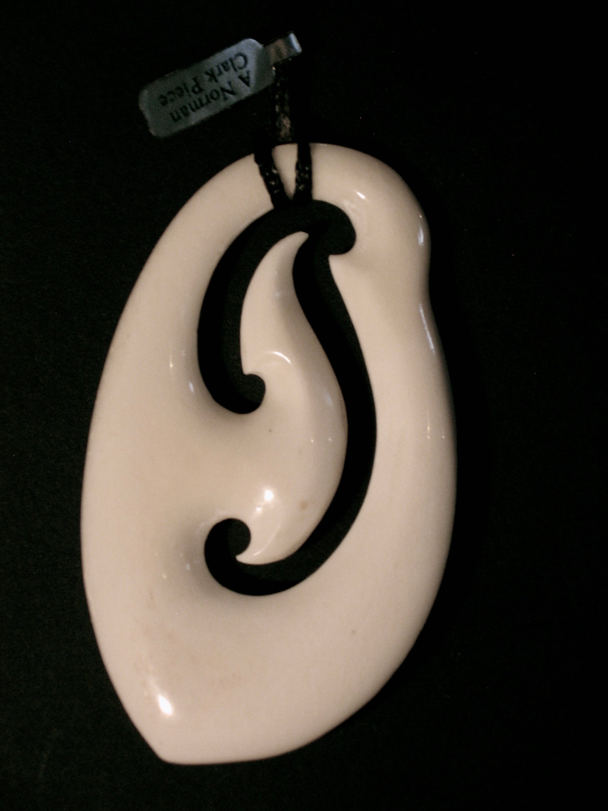 New Zealand Maori Bone Pendant No104 by Norman Clark Silver Fern Gallery 