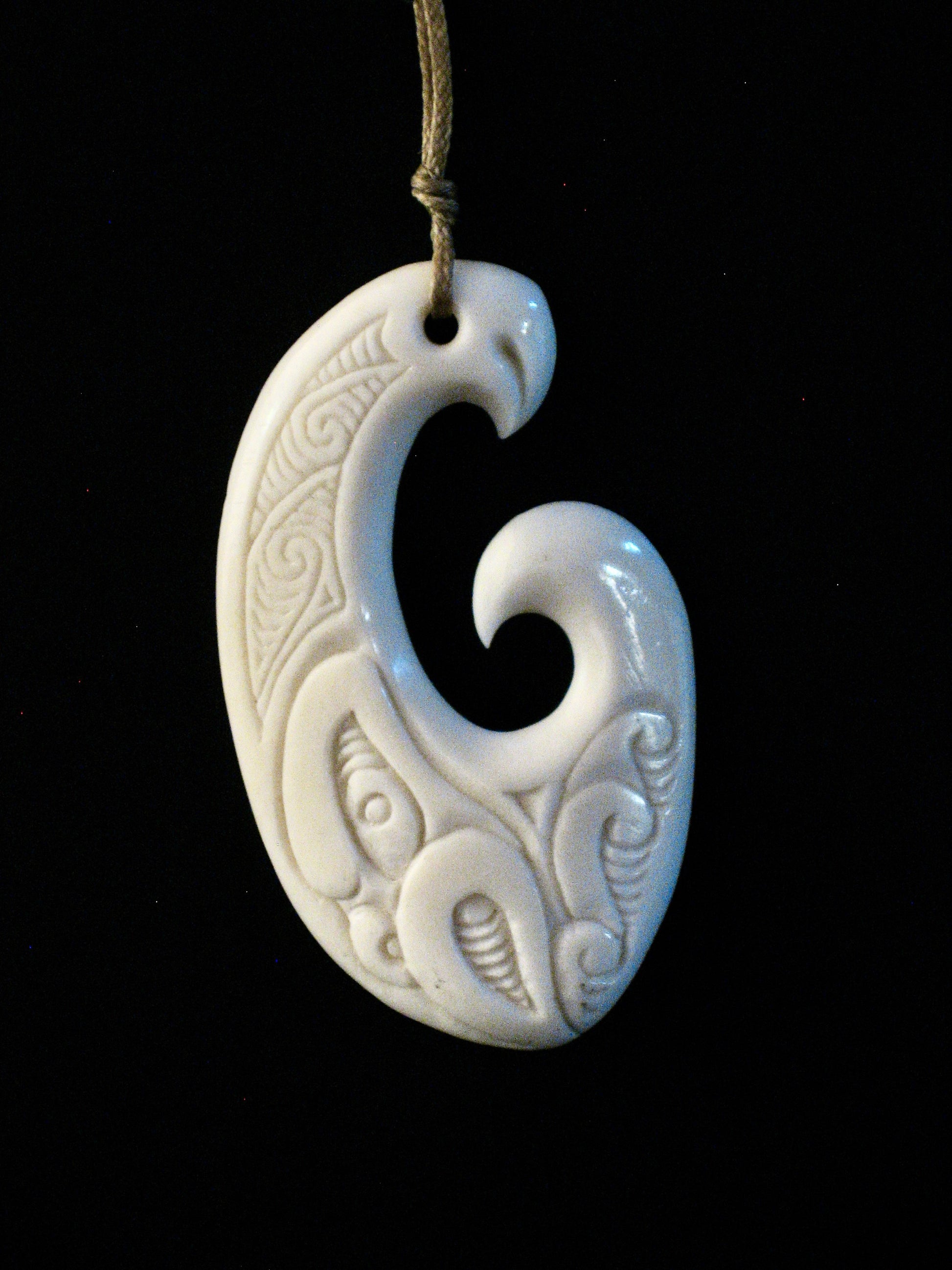 New Zealand Maori Bone Pendant No30 by Norman Clark Silver Fern Gallery 