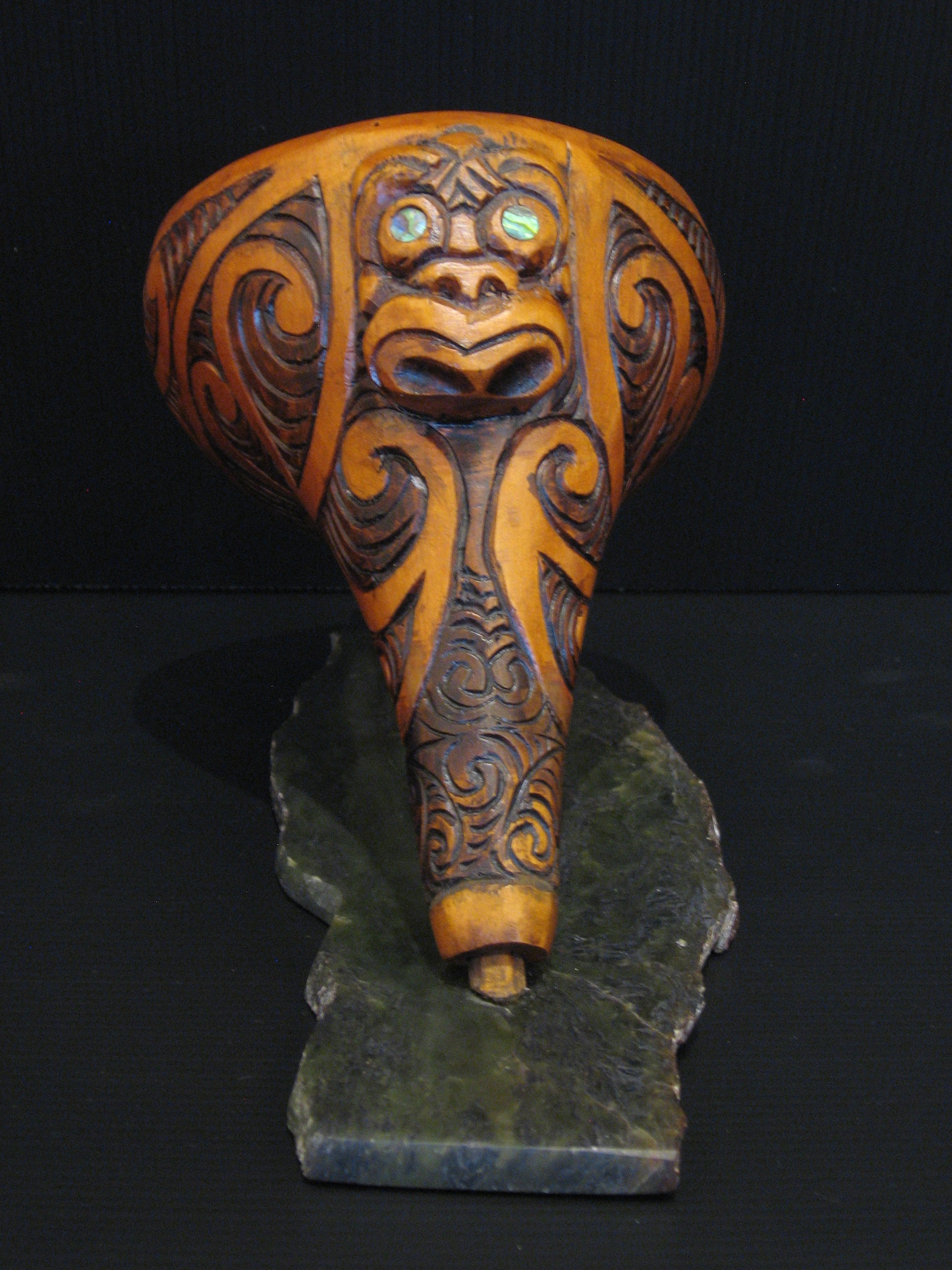 New Zealand Maori Taonga Korere Feeding Funnel Wood Carving by Gary Holder Silver Fern Gallery